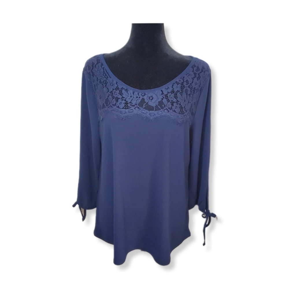 89th & Madison Blue Knit Top Sz L
